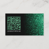 Smaragdgroene nepschittering zwarte elegante QR-co Visitekaartje (Achterkant)