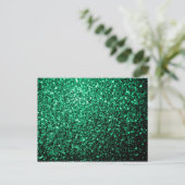 Smaragdgroene nepschittertjes glinsteren briefkaart (Staand voorkant)