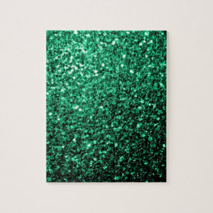Smaragdgroene nepschittertjes glinsteren legpuzzel