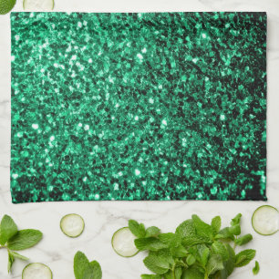 Smaragdgroene nepschittertjes glinsteren theedoek