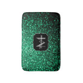 Smaragdgroene nepschittertjes Monogram Badmat (Voorkant Verticaal)