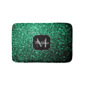 Smaragdgroene nepschittertjes Monogram Badmat (Voorkant)