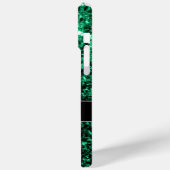 Smaragdgroene nepschittertjes Monogram Case-Mate iPhone Case (Achterkant / Links)