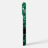 Smaragdgroene nepschittertjes Monogram iPhone Hoesje (Linkerkant)