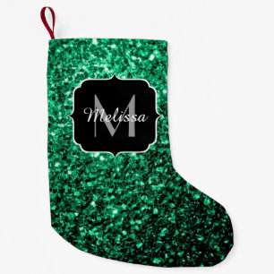 Smaragdgroene nepschittertjes Monogram Kleine Kerstsok
