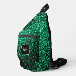 Smaragdgroene nepschittertjes Monogram Sling Bag
