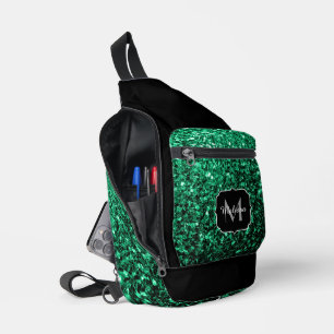 Smaragdgroene nepschittertjes Zwart Monogram Sling Bag