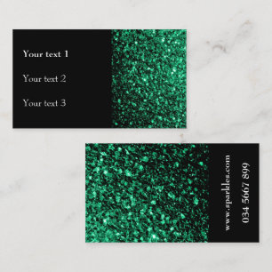 Smaragdgroene nepshiny glitter fonkelt op zwart visitekaartje