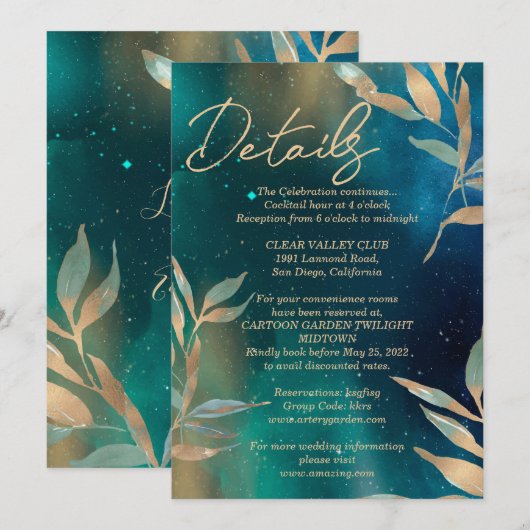 Smaragdgroene nevelsterrenstelsel nachthemel goude kaart (Voorkant / Achterkant)