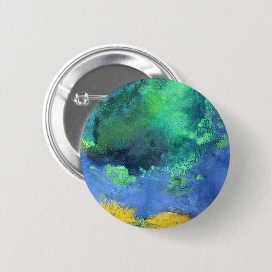 Smaragdgroene oceaan zeegezicht in aquamarijn ronde button 5,7 cm (Voorkant /achterkant)