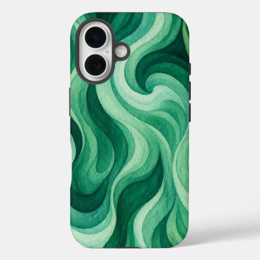 Smaragdgroene Oceaanwerveling Abstract Golfpatroon Case-Mate iPhone Case (Achterkant)