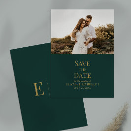 Smaragdgroene op maat gemaakte foto save the date kaart