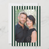 Smaragdgroene Oud Geld Preppy Streep Bruiloft Save The Date (Achterkant)
