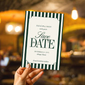 Smaragdgroene Oud Geld Preppy Streep Bruiloft Save The Date