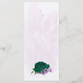 Smaragdgroene paarse bloemen botanische bruiloft menu (Achterkant)
