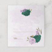 Smaragdgroene paarse bloemen botanische bruiloft plaatskaartje (Buitenkant ongevouwen)