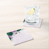 Smaragdgroene paarse bloemen bruiloft kartonnen onderzetters (Insitu)