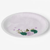 Smaragdgroene paarse bloemen bruiloft papieren bordje (Gekanteld)