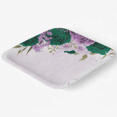 Smaragdgroene paarse bloemen bruiloft papieren bordje (Gebogen)