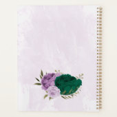 smaragdgroene paarse bloemen bruiloft planner (Achterkant)