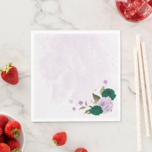 Smaragdgroene paarse bloemen bruiloft servet