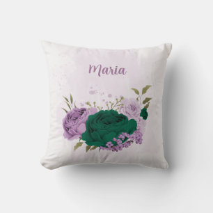 smaragdgroene paarse bloemen kussen