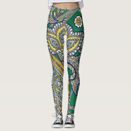 Smaragdgroene Paisley Leggings