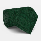 Smaragdgroene Paisley Zijde Jacquard Stropdas (Opgerold)