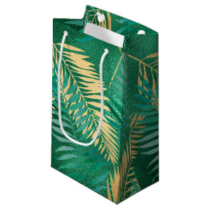 Smaragdgroene palmblad helder gouden jungle klein cadeauzakje