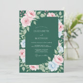 Smaragdgroene Pastel Ranunculus Eucalyptus Bruilof Kaart (Staand voorkant)