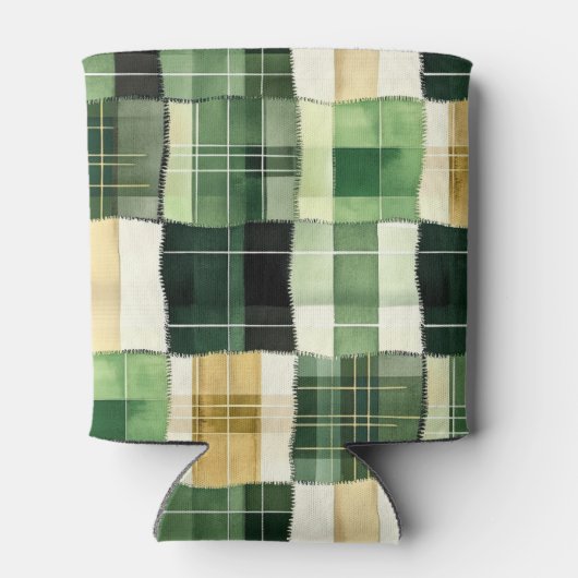 Smaragdgroene Patchwork Plaid Blikjeskoeler (Achterkant)