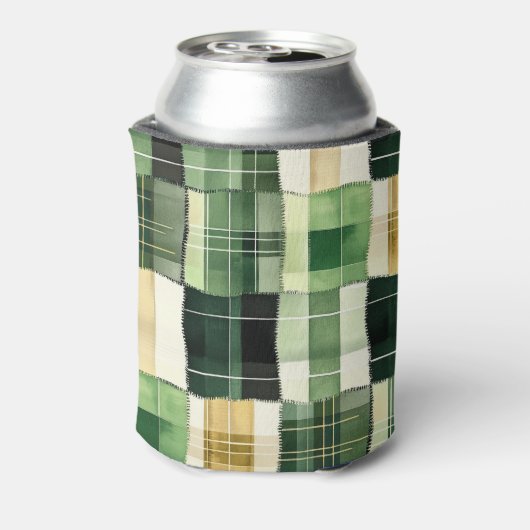 Smaragdgroene Patchwork Plaid Blikjeskoeler (Blikje Achterkant)