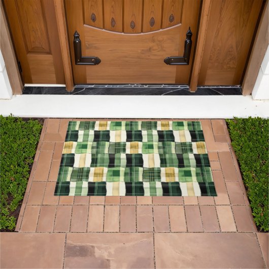 Smaragdgroene Patchwork Plaid Deurmat (Buiten)