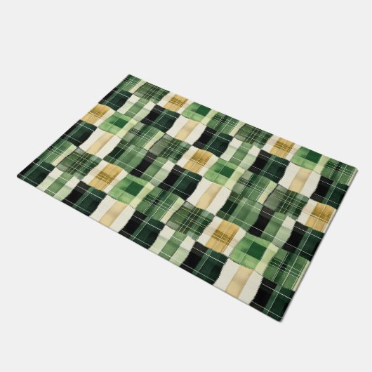 Smaragdgroene Patchwork Plaid Deurmat (Schuin)