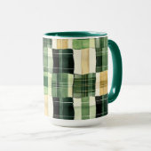 Smaragdgroene Patchwork Plaid Mok (Voorkant rechts)