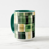 Smaragdgroene Patchwork Plaid Mok (Voorkant links)