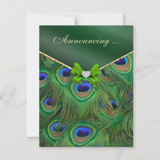 Smaragdgroene Pauw Verloving Aankondiging (Voorkant)