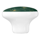 SMARAGDGROENE PAUWENVEER OP MAAT KERAMISCHE KNOP (Zijkant)