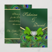 Smaragdgroene Pauwontvangstkaart Kaart (Voorkant / Achterkant)