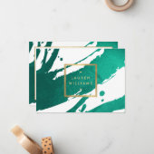 Smaragdgroene penseelstreken Cadeaubon Notitiekaartje (Voorkant / Achterkant in situ)