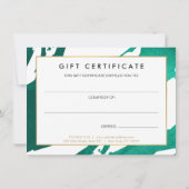 Smaragdgroene penseelstreken Cadeaubon Notitiekaartje (Achterkant)