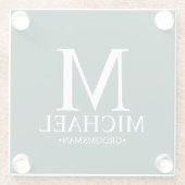 Smaragdgroene Persoonlijke Monogram en Naam Bruids Glazen Onderzetter (Achterkant)