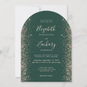 Smaragdgroene Perzik Glitter Boog Bruiloft Kaart (Voorkant)