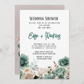 Smaragdgroene pioen bruiloft douche kaart (Voorkant / Achterkant)