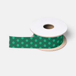 Smaragdgroene polka stippen satijnen lint