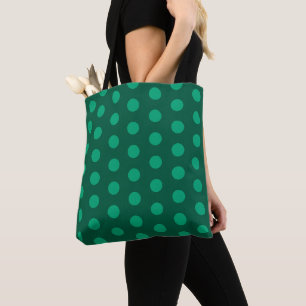 Smaragdgroene polka stippen tote bag
