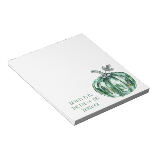 Smaragdgroene Pompoen Notitieblok (Schuin)