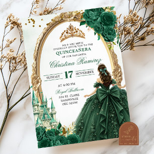 Smaragdgroene Prinses Sprookje Quinceanera Kaart