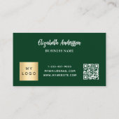Smaragdgroene qr code corporate logo klantenkaartje (Achterkant)