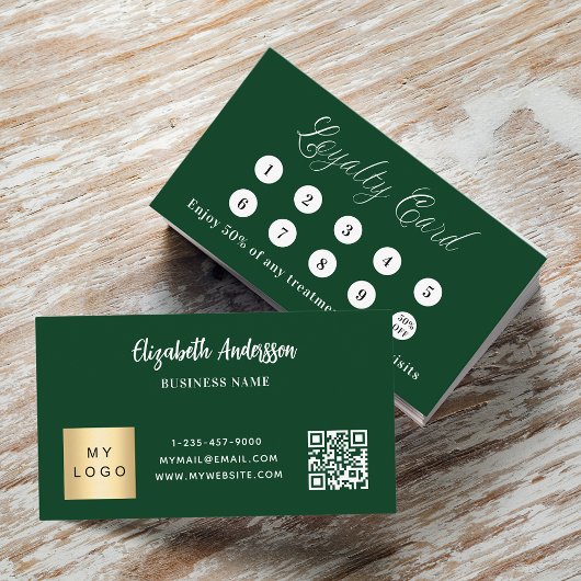 Smaragdgroene qr code corporate logo klantenkaartje